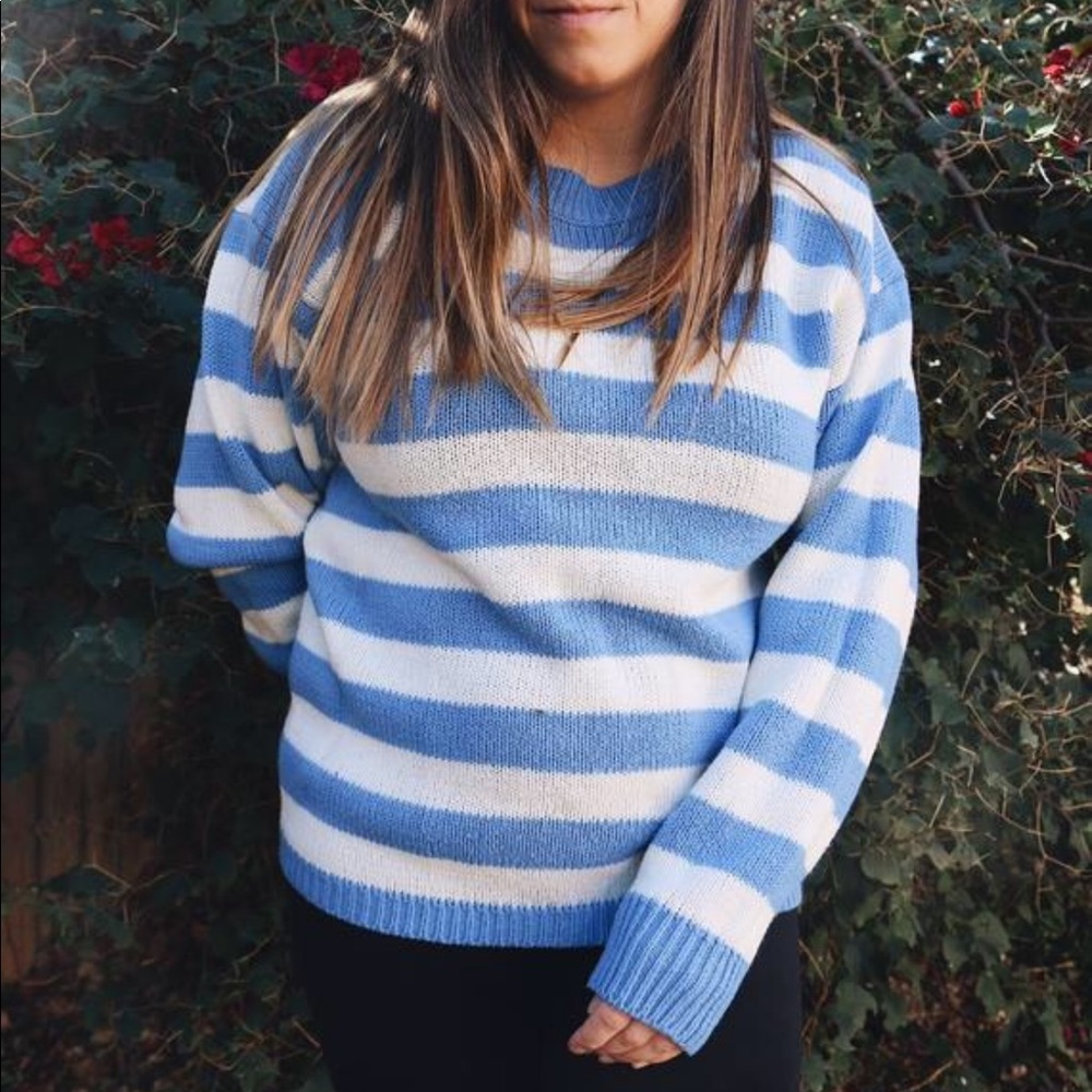 VINTAGE blue and white striped sweater